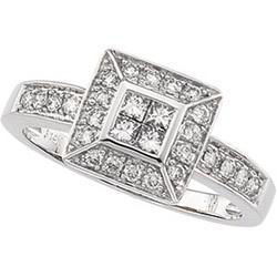 14K White Gold Diamond Ring - Size 8white 