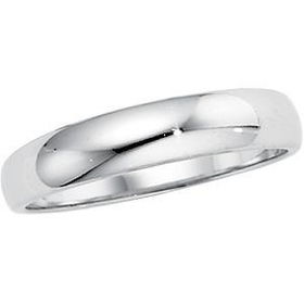 14K White Gold Half Round Tapered Band Ring - Size 4white 
