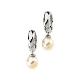 14K White Gold Hinged Pearl Earringswhite 