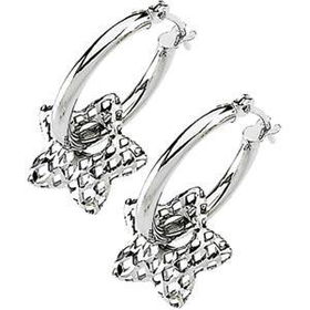 14K White Gold Hoop & Star Dangle Earringswhite 