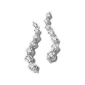 14K White Gold Journey Diamond Earringswhite 