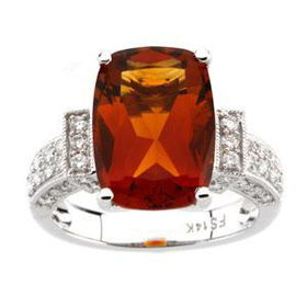 14K White Gold Madeira Citrine & Diamond Ringwhite 