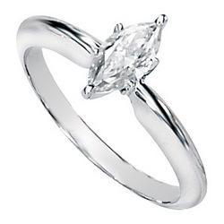 14K White Gold Marquise Cut Created Moissanite Solitaire Ringwhite 