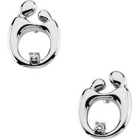 14K White Gold Mother & Child Diamond Earringswhite 