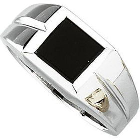 14K White Gold Onyx Ringwhite 
