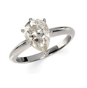 14K White Gold Pear Shape Created Moissanite Solitaire Ring - 2.00 ctwwhite 