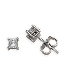 14K White Gold Princess Cut Diamond Stud Earrings - 0.33 ctwwhite 