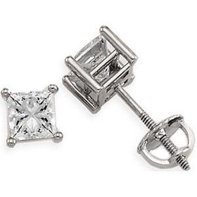 14K White Gold Princess Cut Diamond Stud Earrings - 0.52 ctwwhite 