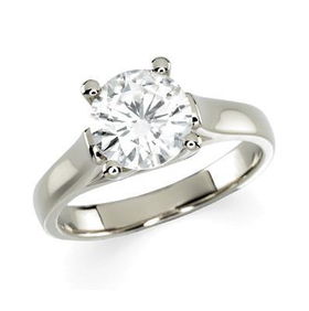 14K White Gold Round Created Moissanite Engagement Ring - 1.50 ctwwhite 