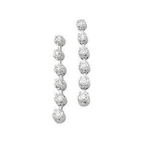 14K White Gold Round Journey Diamond Earringswhite 