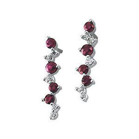 14K White Gold Ruby & Diamond Earringswhite 