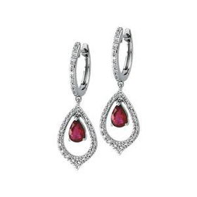 14K White Gold Ruby & Diamond Earringswhite 