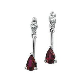 14K White Gold Ruby & Diamond Earringswhite 
