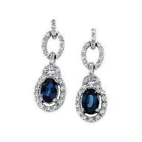14K White Gold Sapphire & Diamond Earringswhite 