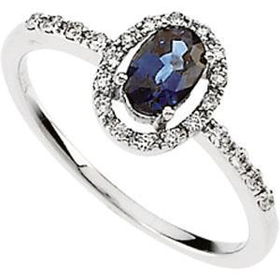 14K White Gold Sapphire & Diamond Ringwhite 