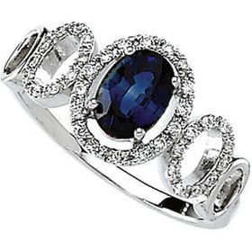14K White Gold Sapphire & Diamond Ringwhite 