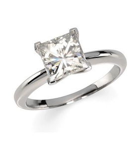 14K White Gold Square Created Moissanite Solitaire Ringwhite 