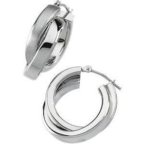 14K White Gold Tube Earringswhite 