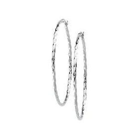 14K White Gold Twisted Hoop Earringswhite 
