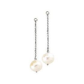 14K White Gold White Freshewater Circle Pearl Earrings Jacketwhite 