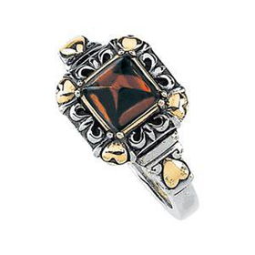 14K Yellow Gold & Sterling Silver Cab Mozambique Garnet Ringyellow 