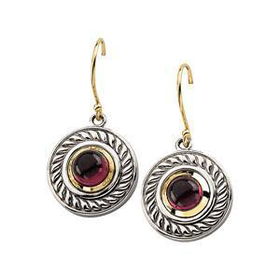 14K Yellow Gold & Sterling Silver Cab Rhodolite Garnet Earringsyellow 