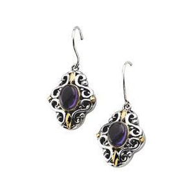 14K Yellow Gold & Sterling Silver Cabochon Amethyst Earringsyellow 