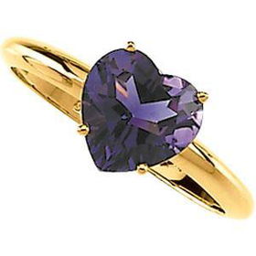14K Yellow Gold Amethyst Heart Ringyellow 
