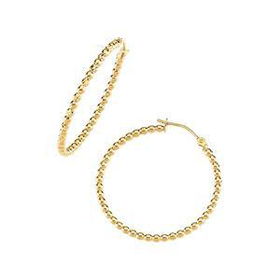 14K Yellow Gold Bead Tube Earringsyellow 
