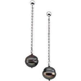 14K Yellow Gold Black Freshwater Cultured Circle Pearl Earringsyellow 