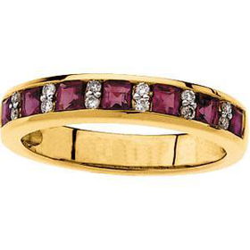 14K Yellow Gold Bridal Ruby & Diamond Anniversary Band Ringyellow 
