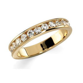 14K Yellow Gold Channel Set Round Created Moissanite Anniversary Band Ring - 0.55 ctwyellow 