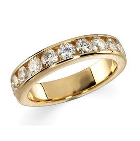 14K Yellow Gold Channel Set Round Created Moissanite Anniversary Band Ring - 1.00 ctwyellow 