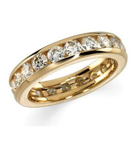 14K Yellow Gold Channel Set Round Created Moissanite Anniversary Band Ring - 1.80 ctwyellow 