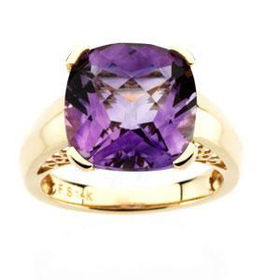 14K Yellow Gold Checkerboard Amethyst Ringyellow 