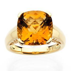 14K Yellow Gold Checkerboard Citrine Ringyellow 