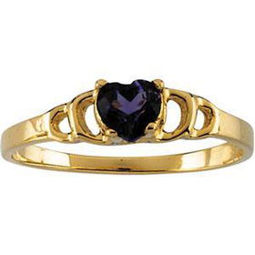 14K Yellow Gold Children's Amethyst Heart Ring - Size 3yellow 