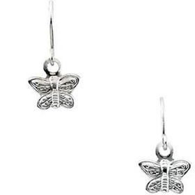 14K Yellow Gold Children's Butterfly Shepherd Hook Earringsyellow 