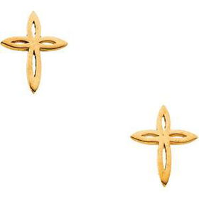 14K Yellow Gold Children's Cross Earringsyellow 