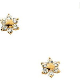 14K Yellow Gold Children's Cubic Zirconia Cluster Earringsyellow 