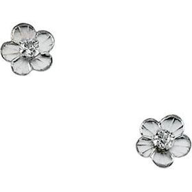 14K Yellow Gold Children's Cubic Zirconia Earrings With Daisiesyellow 