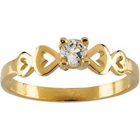 14K Yellow Gold Children's Cubic Zirconia Heart Ring - Size 3yellow 