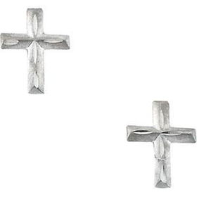 14K Yellow Gold Children's Diamond Cut Cross Earringsyellow 