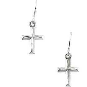 14K Yellow Gold Children's Diamond Cut Cross Shepherd Hook Earringsyellow 