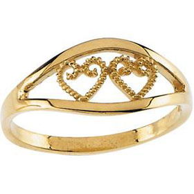 14K Yellow Gold Children's Double Open Heart Ring - Size 3yellow 