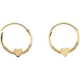14K Yellow Gold Children's Endless Hoop With Hearts Earringsyellow 