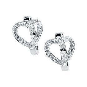 Sterling Silver Cubic Zirconia Heart Earringssterling 