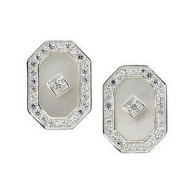 Sterling Silver Mother Of Pearl & Cubic Zirconia Earringssterling 