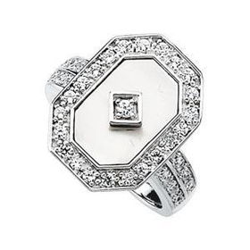 Sterling Silver Mother Of Pearl & Cubic Zirconia Ringsterling 