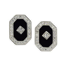 Sterling Silver Onyx & Cubic Zirconia Earringssterling 